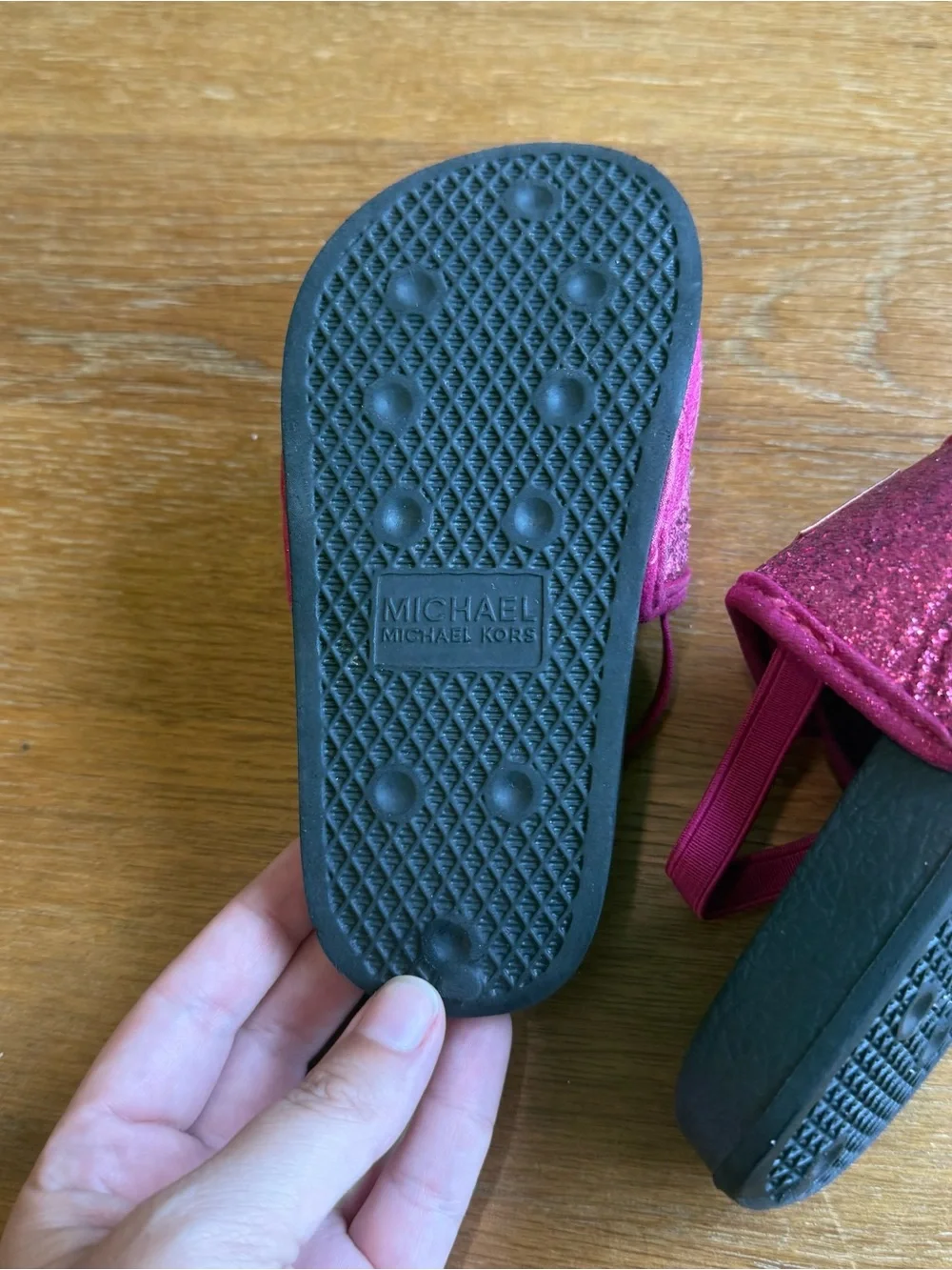 Michael Kors Kids Pink Glitter Slide Sandals size 9